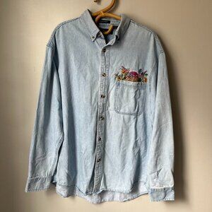 Vintage Bunny Button Down Denim Top Women's Large